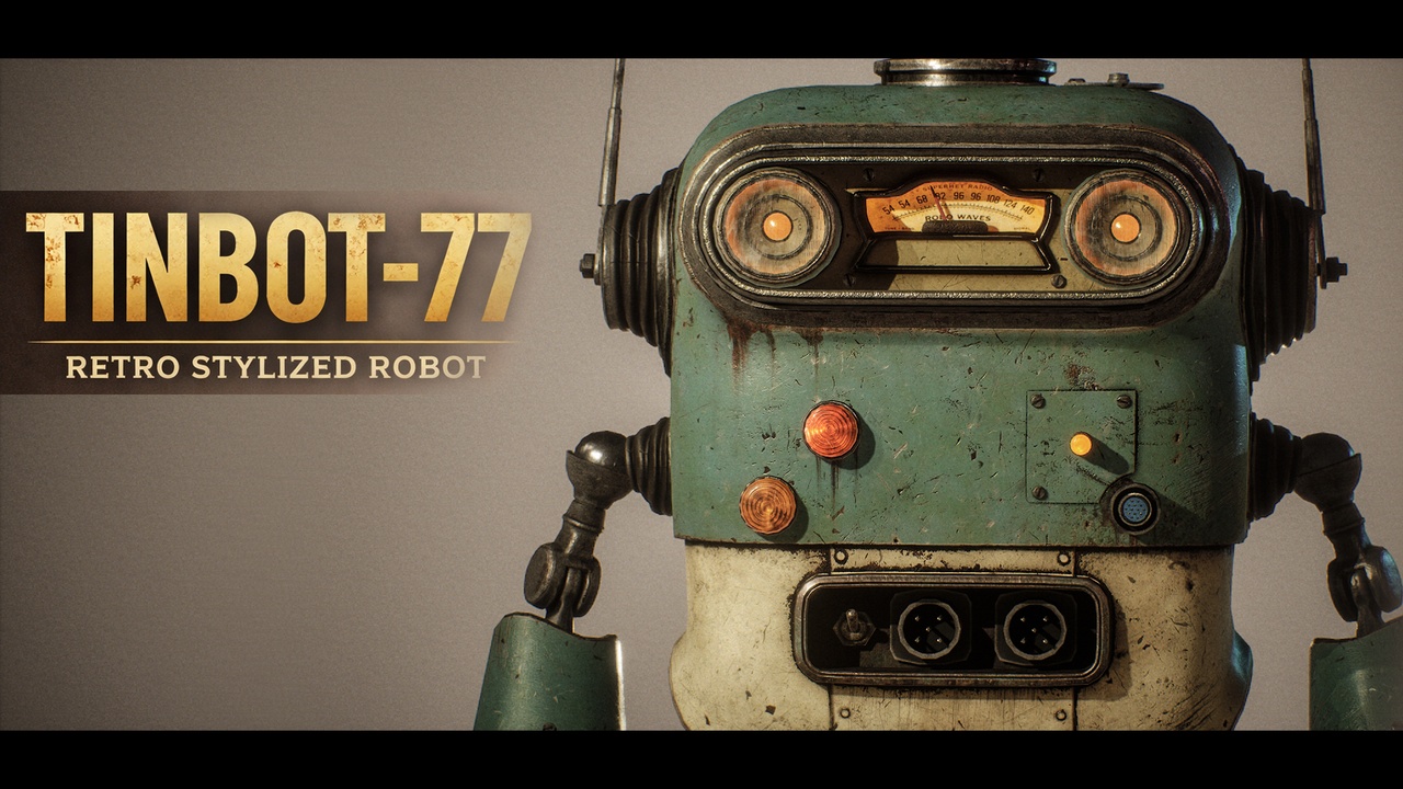 Media 1 for listing TinBot-77 – Retro Stylized Robot