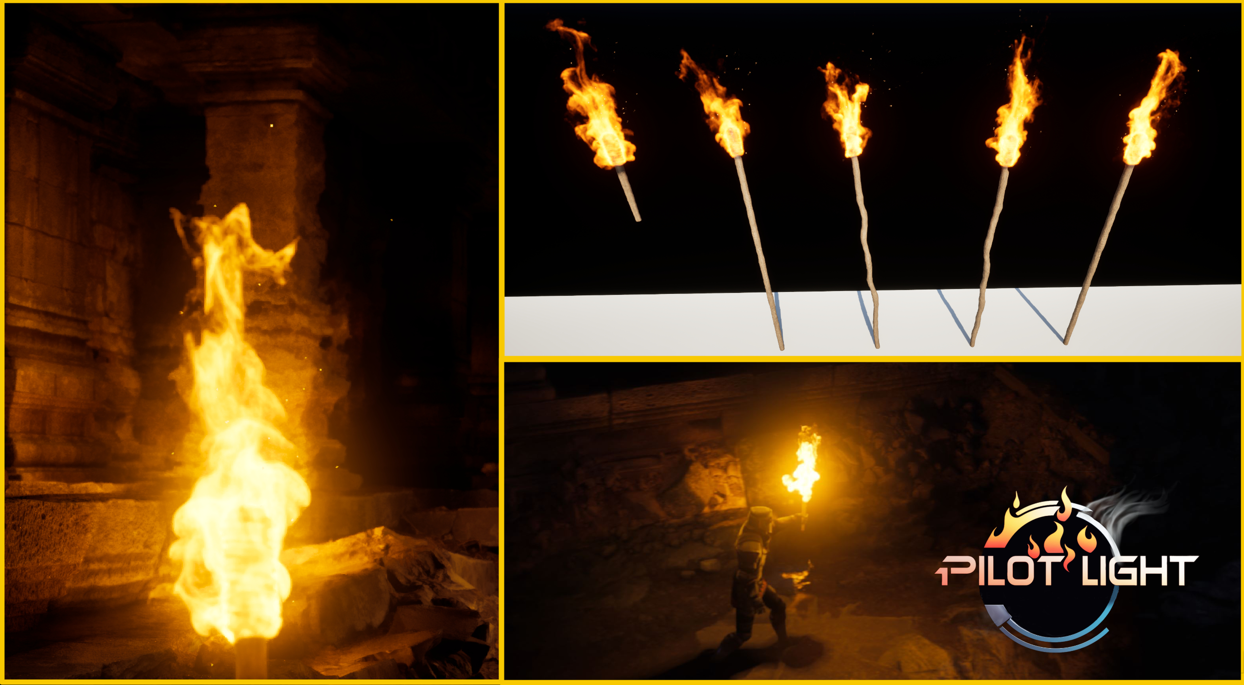 VDB Fire Torch Pack with Niagara Heat Haze and Embers | Fab