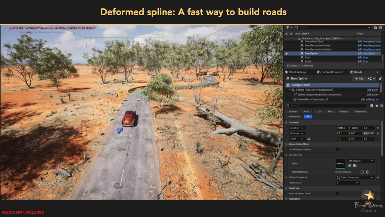 Media 1 for listing Simple Spline Mesh : Level Design Tool - Modular System - Roads, Walls, Fences