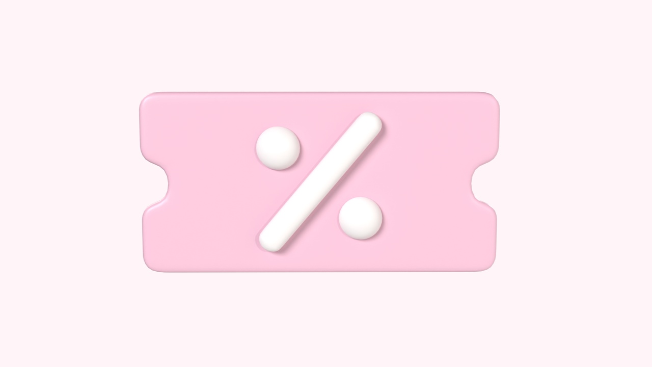 Media 1 for listing Low Poly Discount Coupon Ticket Icon Pastel Pink