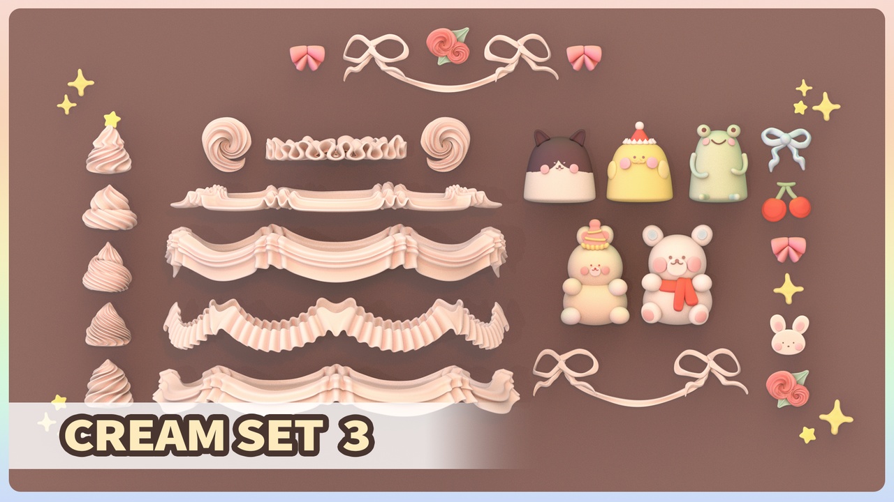 Media 1 for listing Cream Set 3 and Cake Animals Decoration
