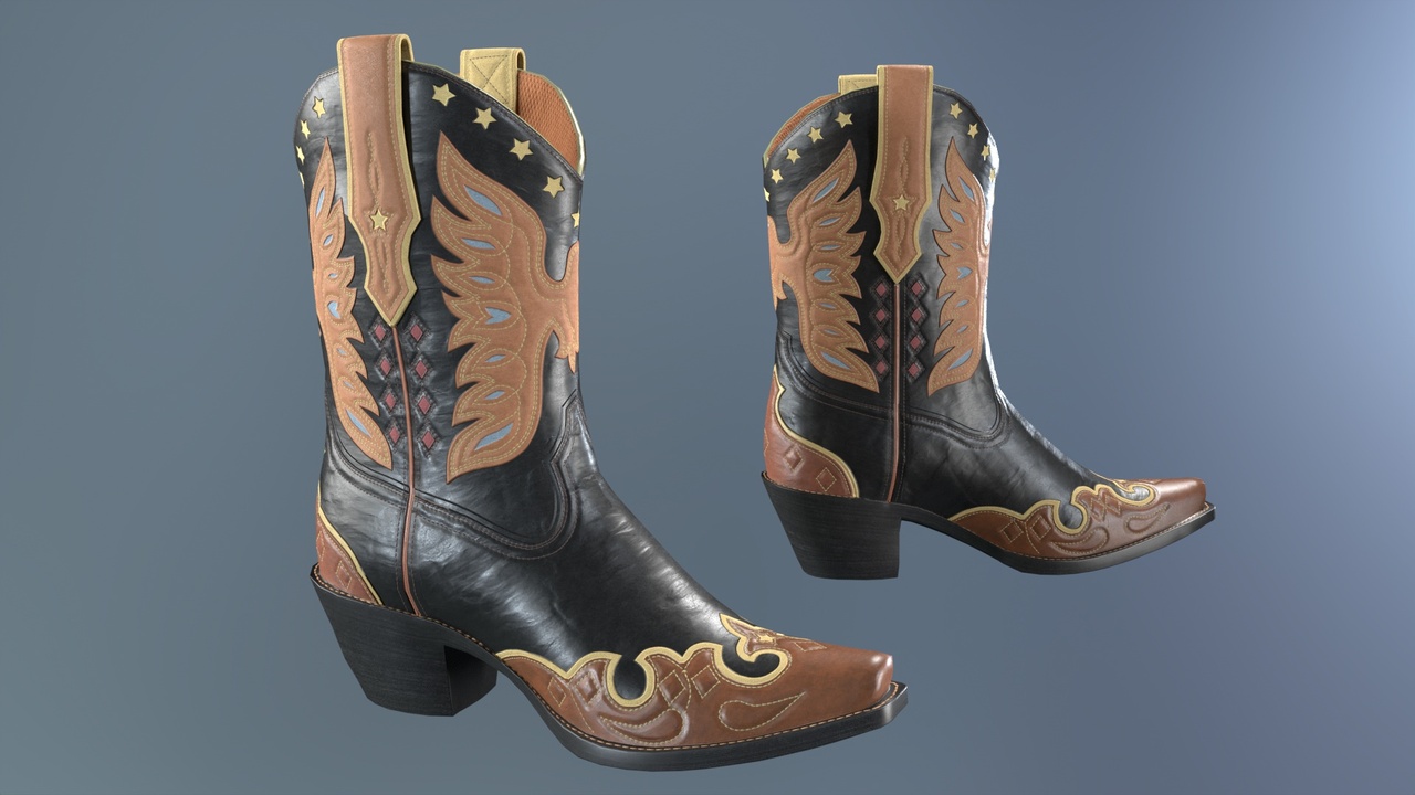 Media 1 for listing Eagle Star_Cowboy Black Boots