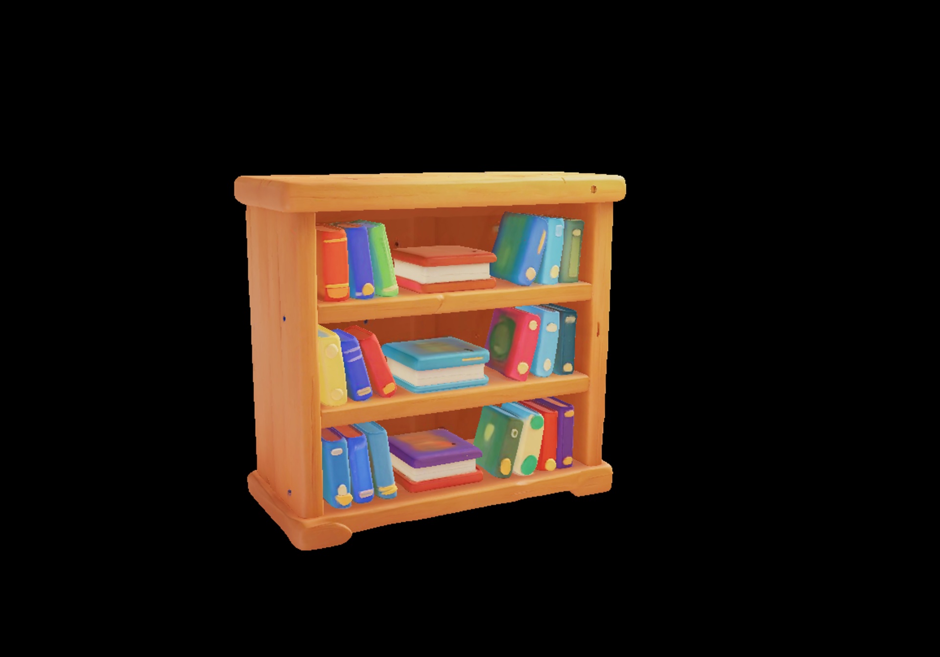 Media 1 for listing Stylized Wooden Bookshelf – Colorful Cartoon Bookcase
