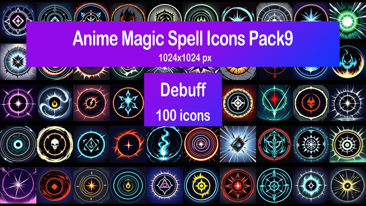 Media 1 for listing Anime Magic Spell Icons Pack9 - Debuff