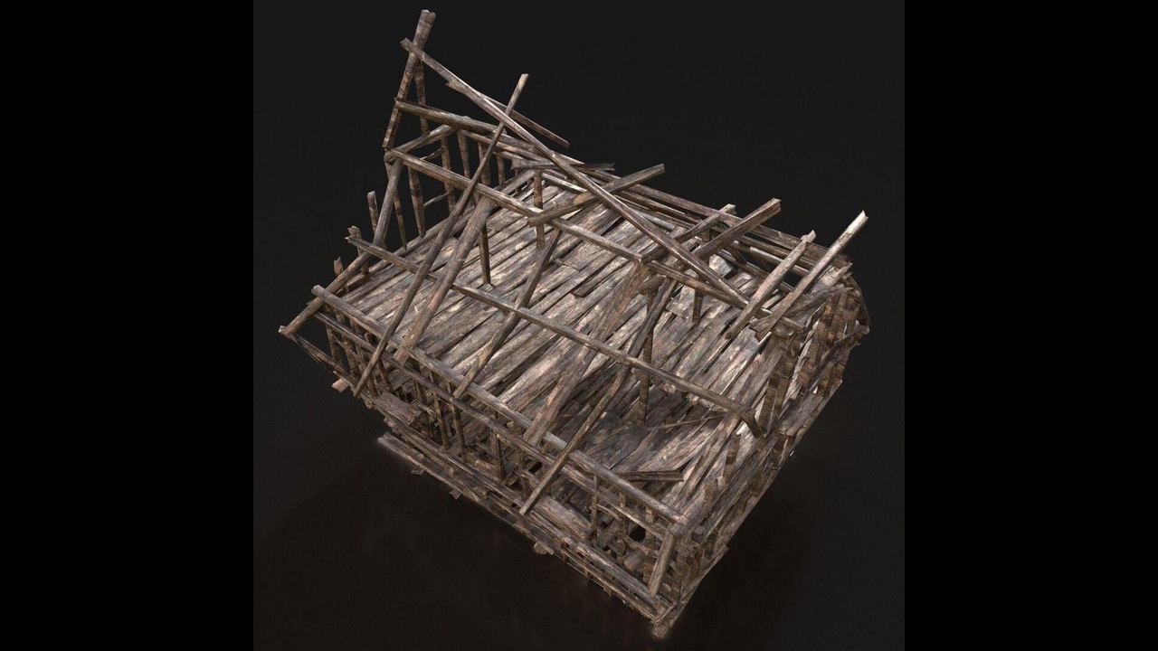 Media 1 for listing Ruined Medieval Town House - Burned Game-Ready Building