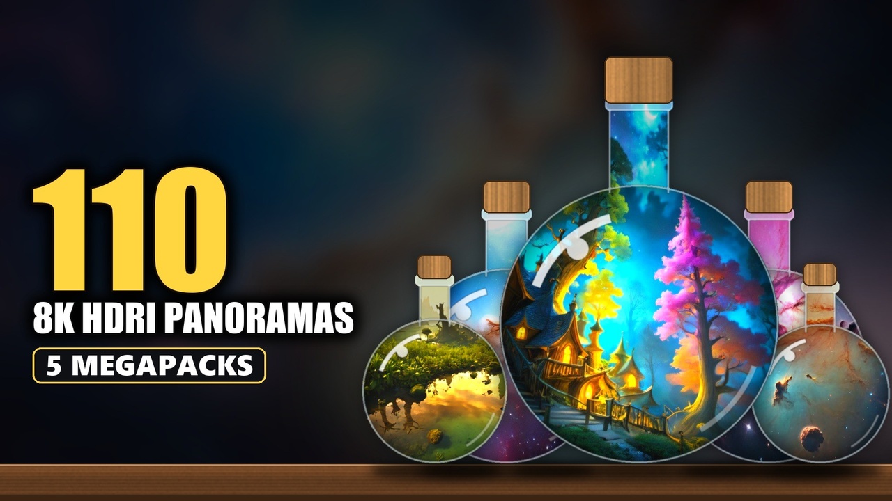 Media 1 for listing Space Nebula, Anime Fairytale & Swamp HDRI Bundle - 110 8K Panoramas
