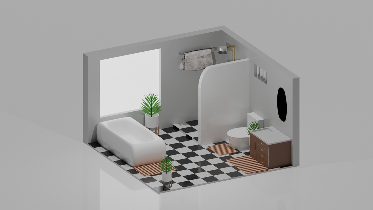 Media 1 for listing Lowpoly Isometric Bathroom 3D