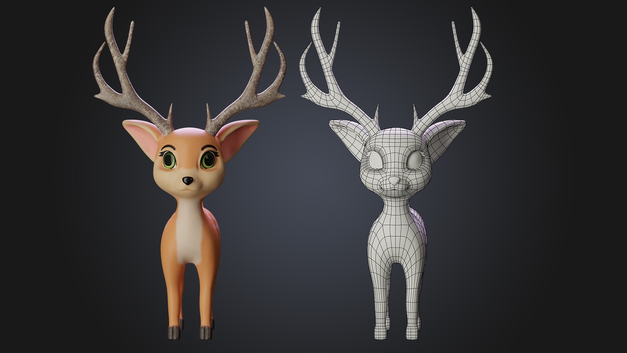 商品 Cute Cartoon Deer Rigged 的媒体 1