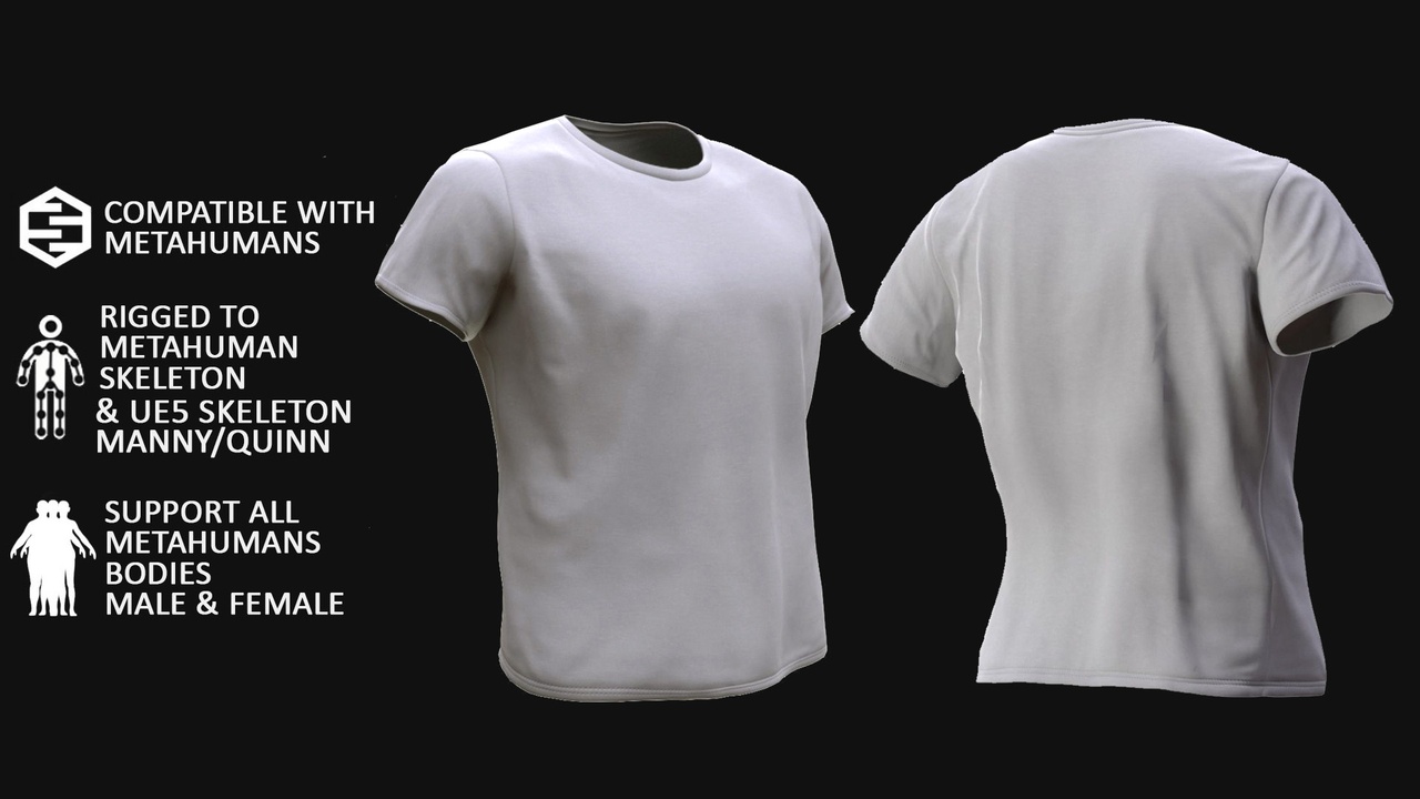 Média 1 pour l'article Tshirt 27 - All MH Bodies & UE5 Skeletons - Rigged