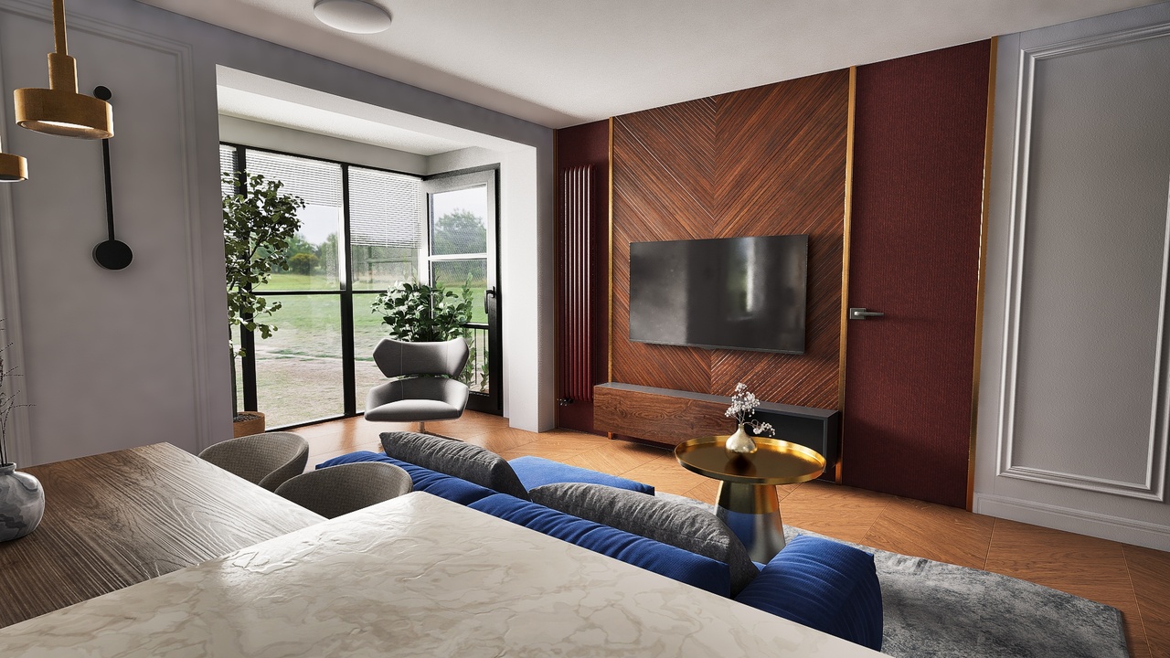 Media 1 for listing Modern Apartment - Living Room, Bedroom and Bathroom Scene