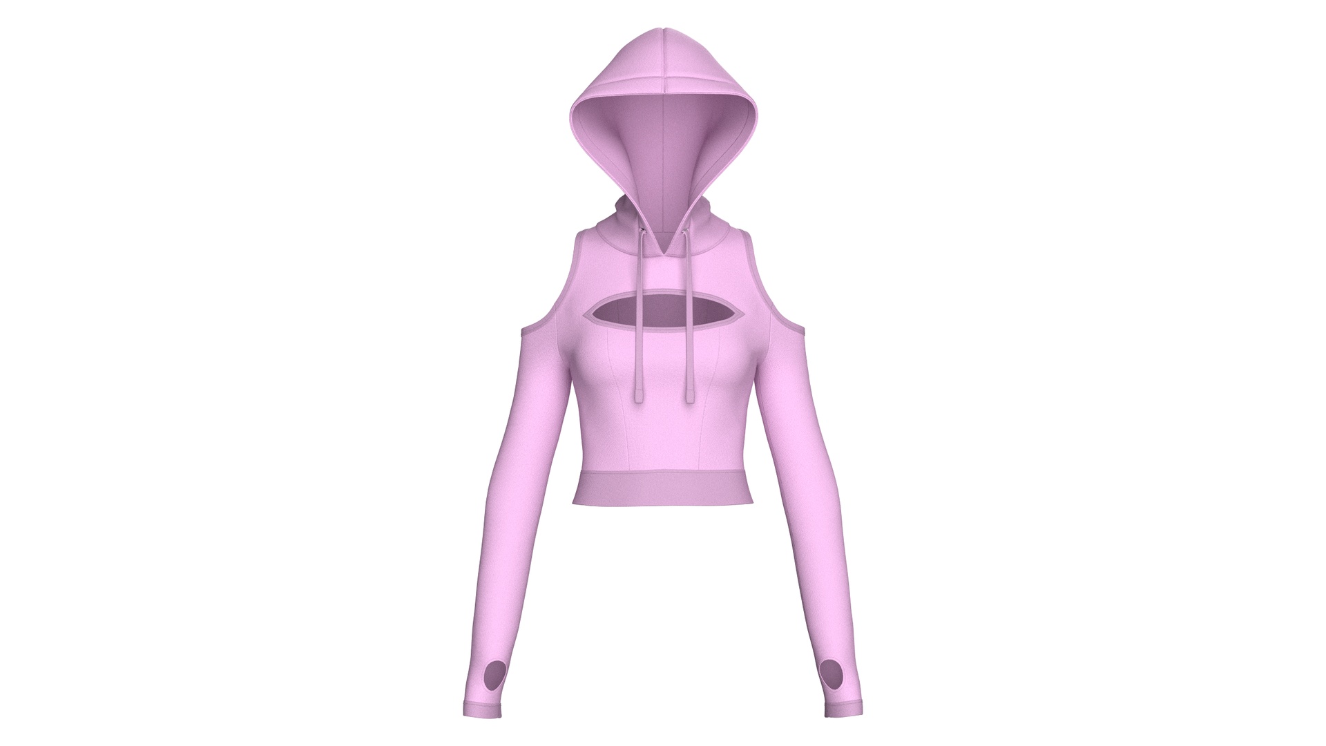 Media 1 for listing Girls Cold - Shoulder Cutout Crop Hoodie | High Poly