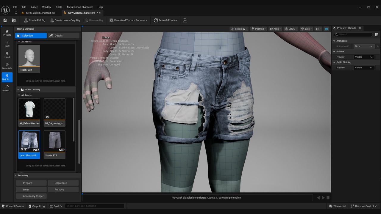 Media 1 for listing Denim Shorts Metahuman 83 - MHPKG