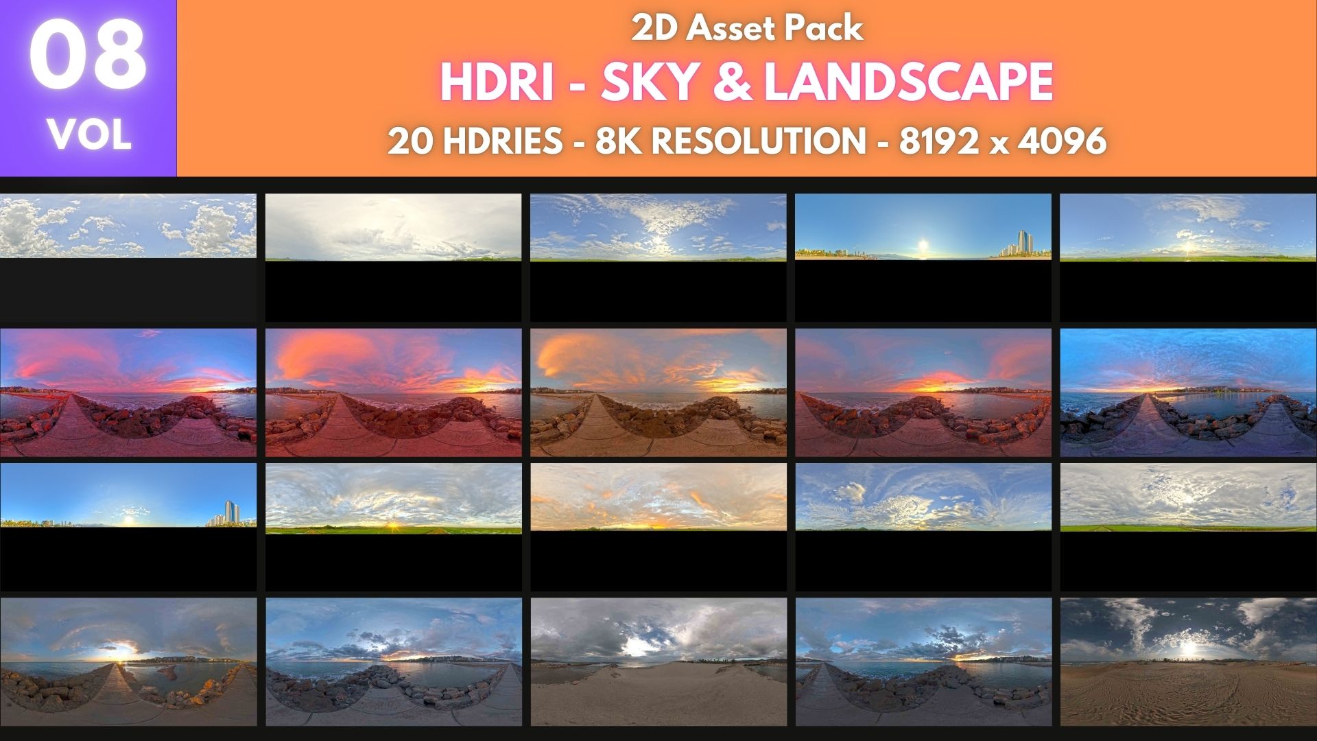 HDRI Pack 8 - 20 HDRIes - Sky & Landscape | Fab