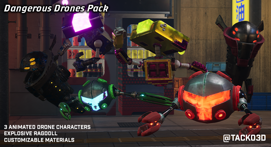 Dangerous Drones pack - Customizable Robot Characters | Fab