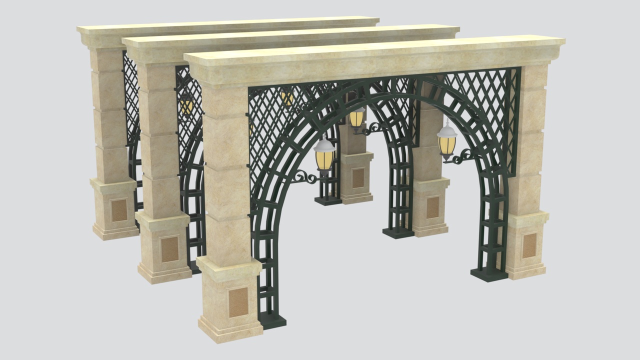 Media 1 for listing European Iron Connecting Corridor Arbor 3D Model
