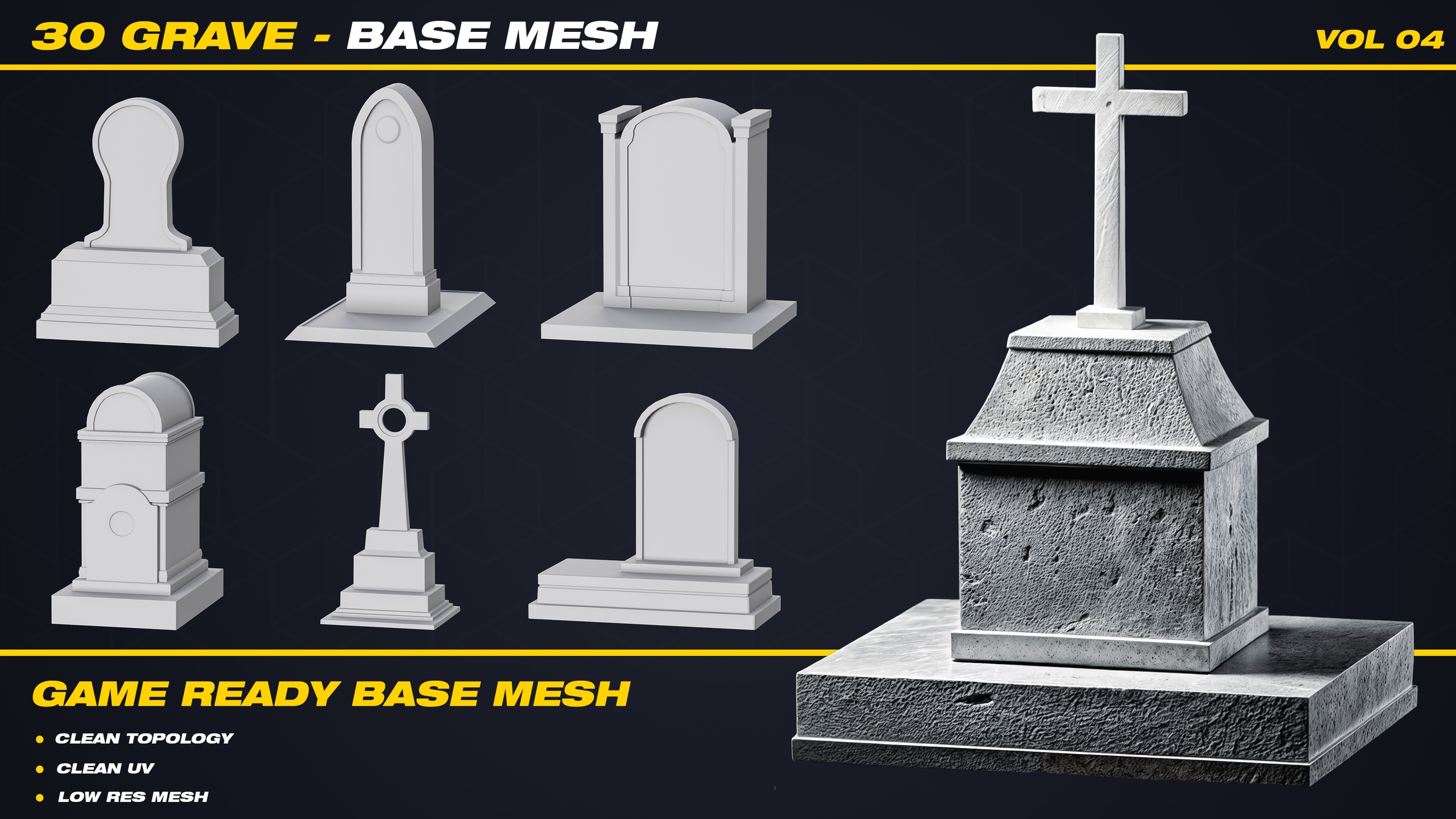 Media 1 for listing 30 Grave Base Mesh - VOL 04 ( Game Ready )