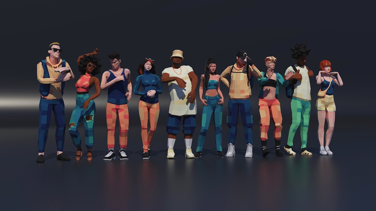 Media 1 for listing Young Adults Low Poly 3D Characters Pack