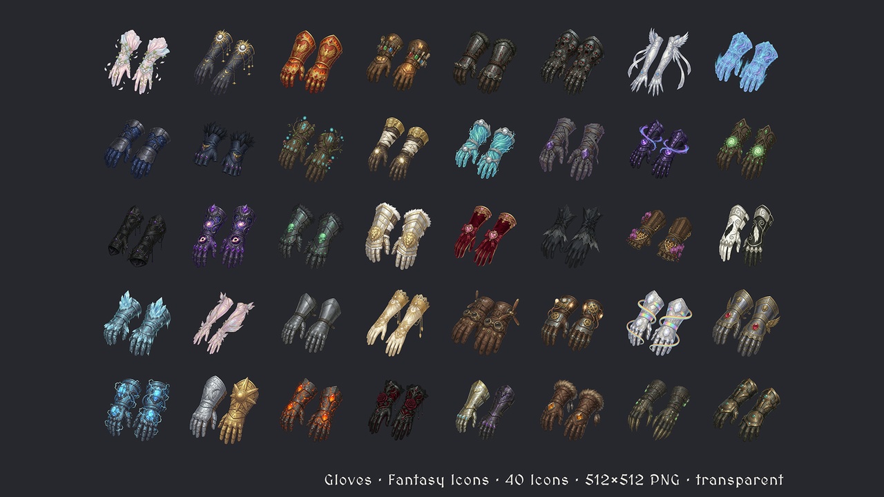 Medium 1 für Eintrag Gloves - 40 Fantasy Icons [512x512 HD]