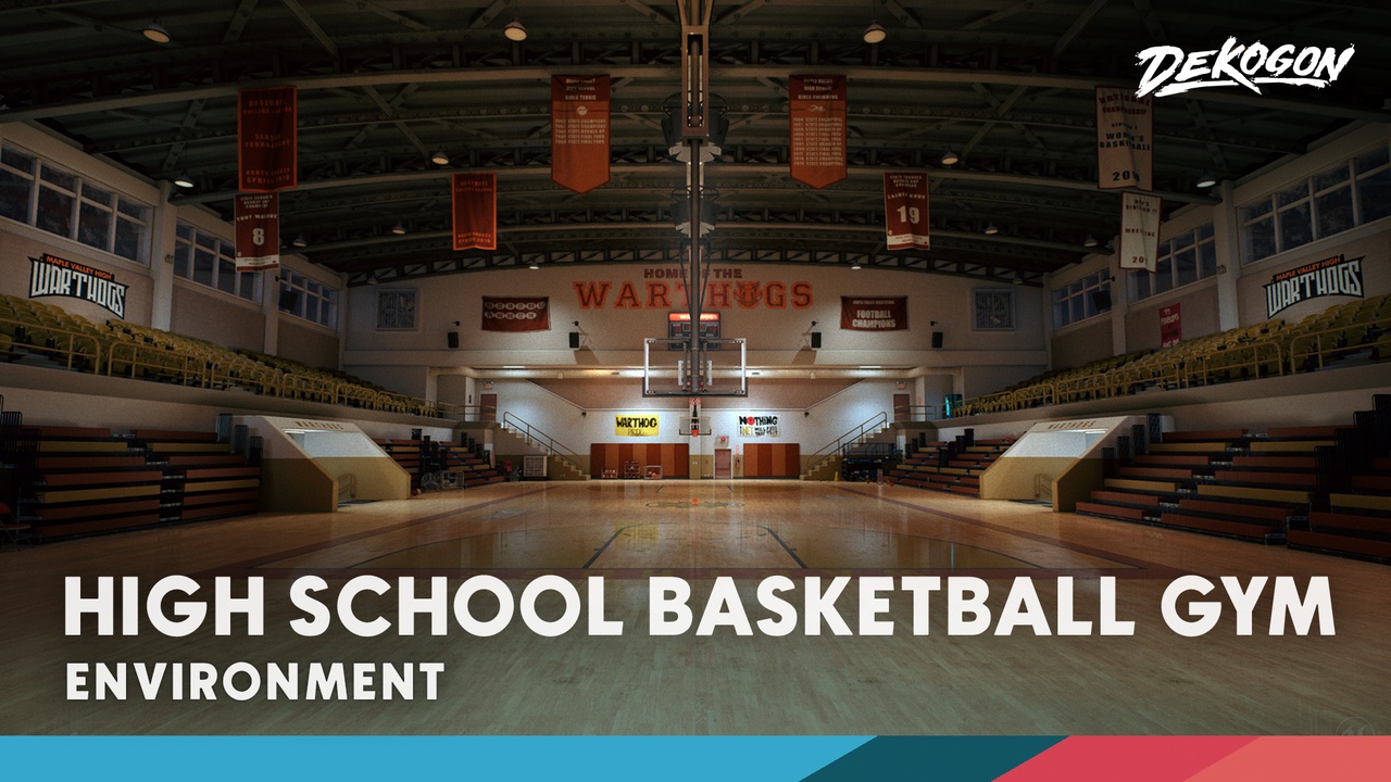Media 1 for listing High School Basketball Gym - (Day/Night/Afternoon/Midnight Lighting)