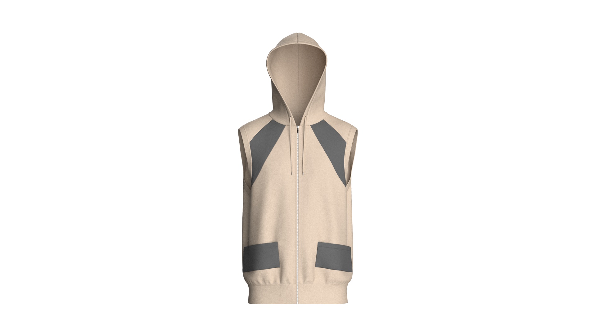 Media 1 for listing Men Sleeveless Zip - Up Hoodie | High Poly