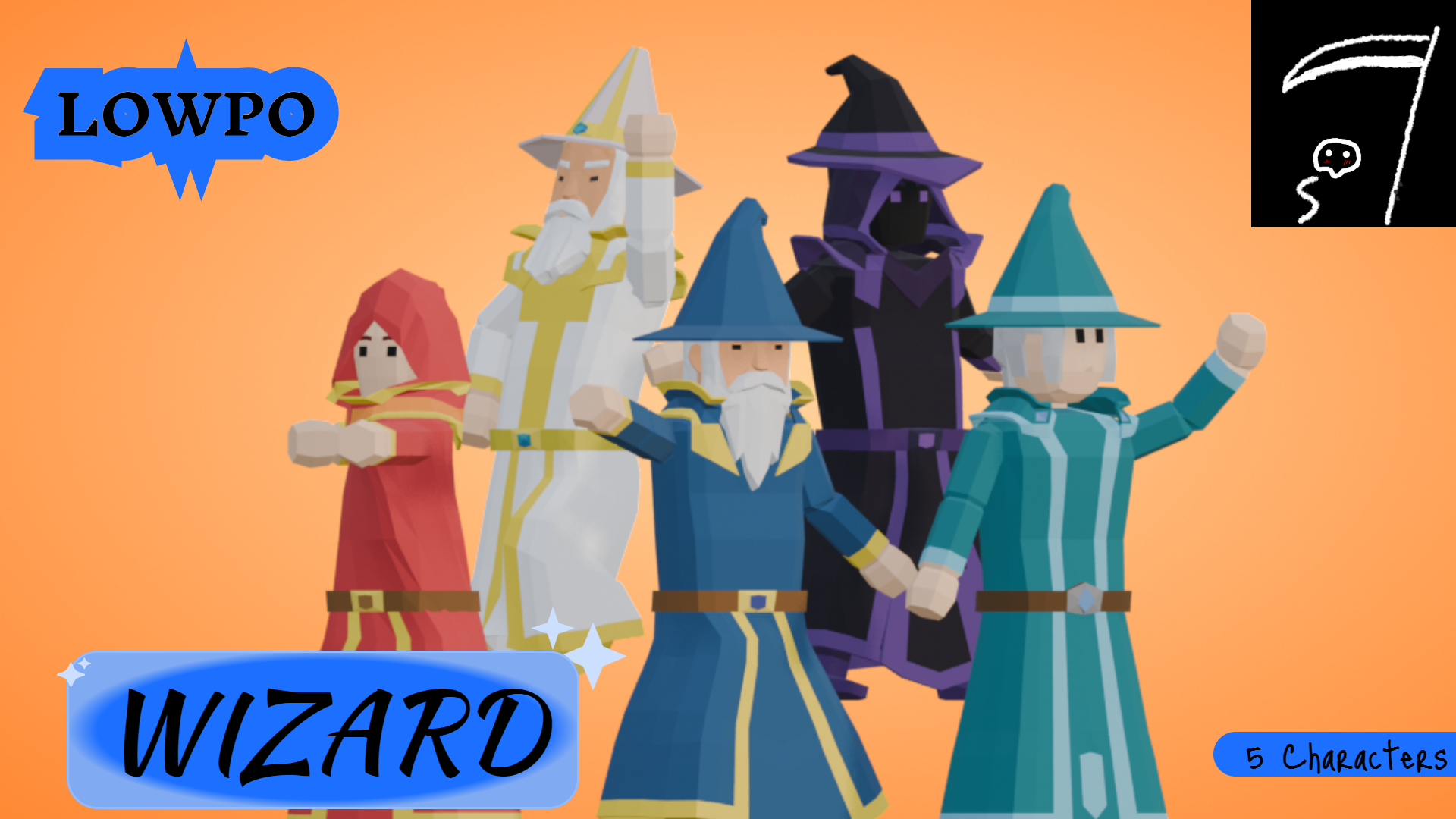 LOWPO: Low Poly Elemental Wizards Pack – Rigged Fantasy RPG Characters ...