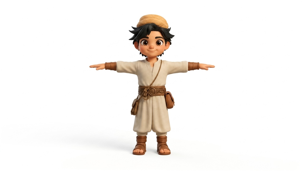 Media 1 for listing Stylized Cartoon Desert Boy Character Rigged With Animations