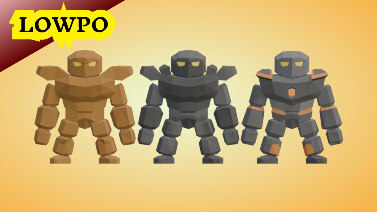 Media 1 for listing LOWPO: 7 Low Poly Rigged Golems Pack