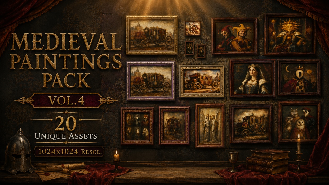Media 1 for listing Medieval Paintings Pack – Wall Art & Oil Portraits - Vol.4