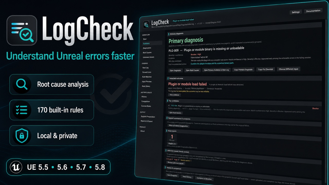 Media 1 for listing LogCheck — Unreal Log Diagnostics