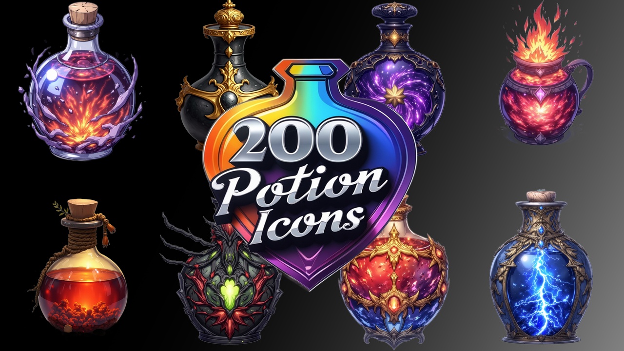 Media 1 for listing 200 Potion RPG icons