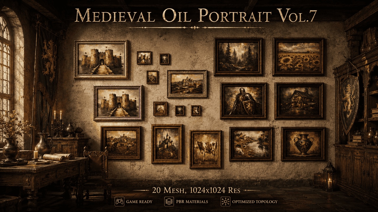 Media 1 for listing Medieval Paintings Pack – Wall Art & Oil Portraits - Vol.7