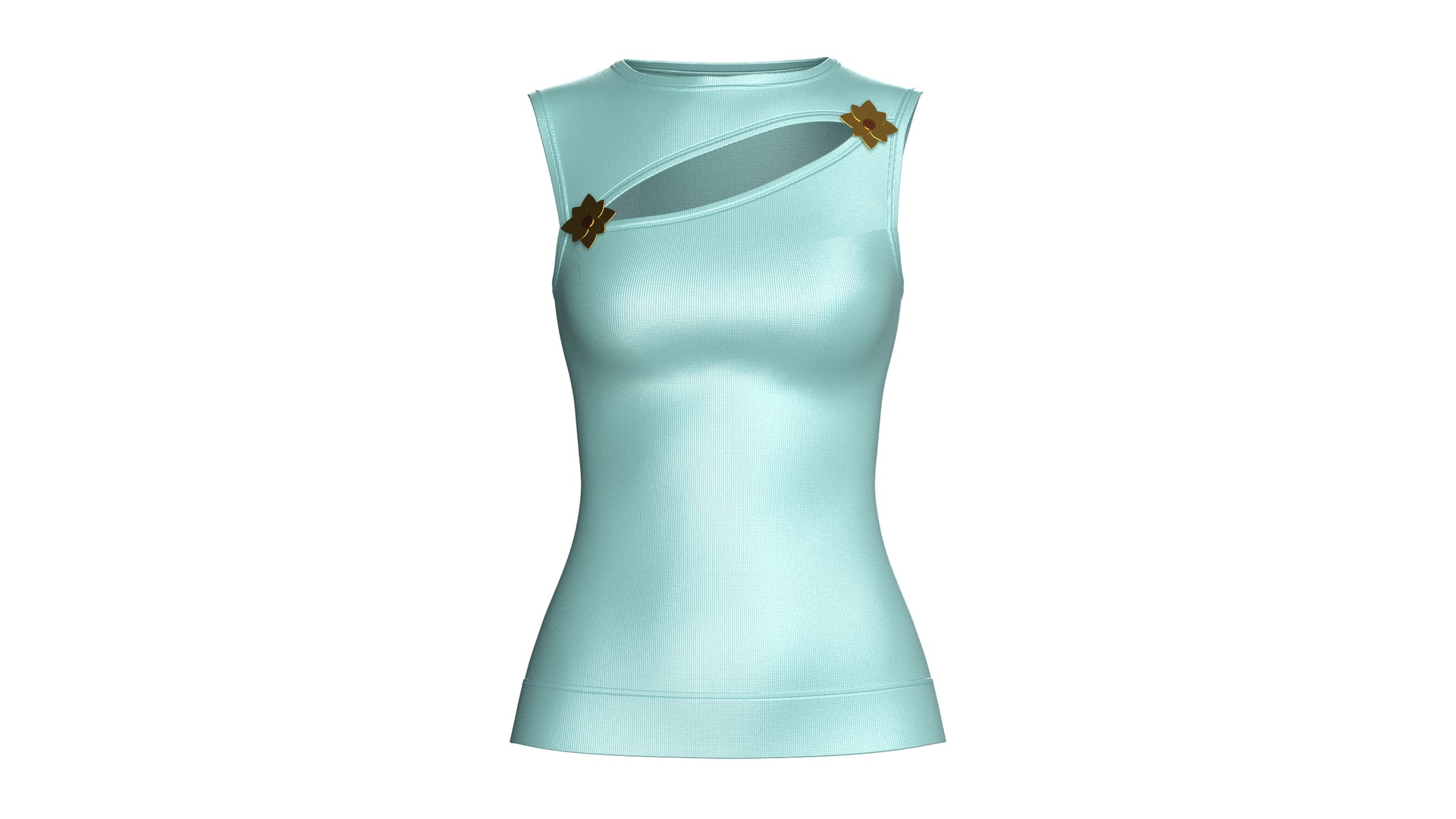 Media 1 for listing Girls Silk Diagonal Cutout Flower Top | High Poly