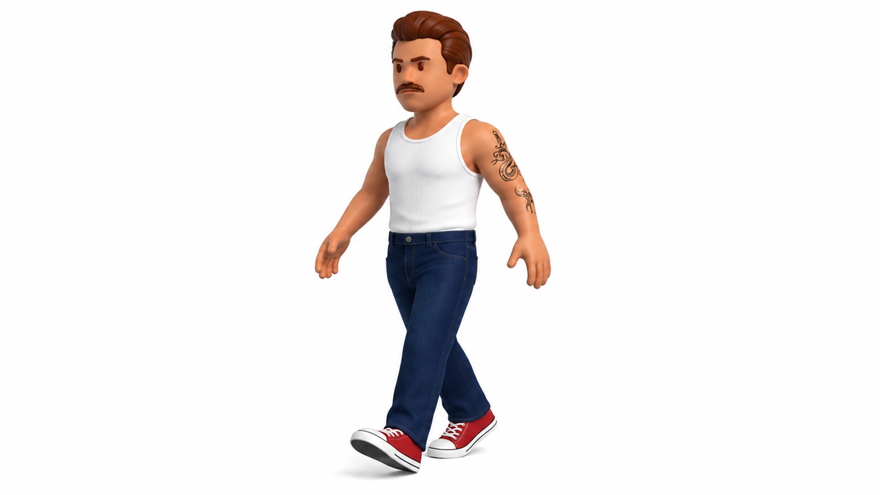 Media 1 for listing Stylized cartoon Gangster Character -  Man Rigged and Animated