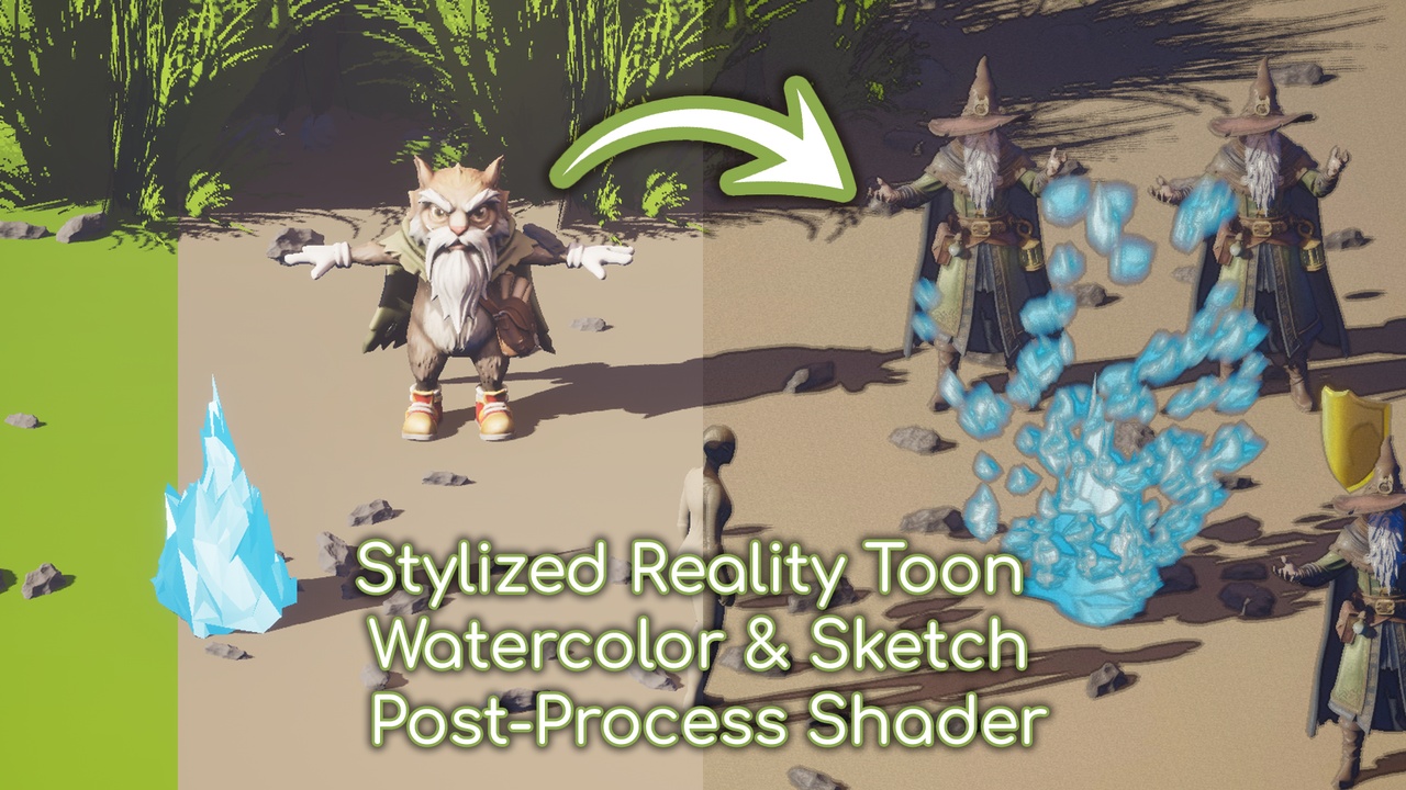 Media 1 for listing Stylized Reality Toon - Watercolor & Sketch Post-Process Shader