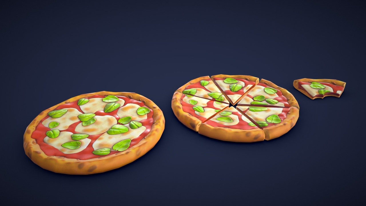 Media 1 for listing Stylized Margherita Pizza - Game Ready
