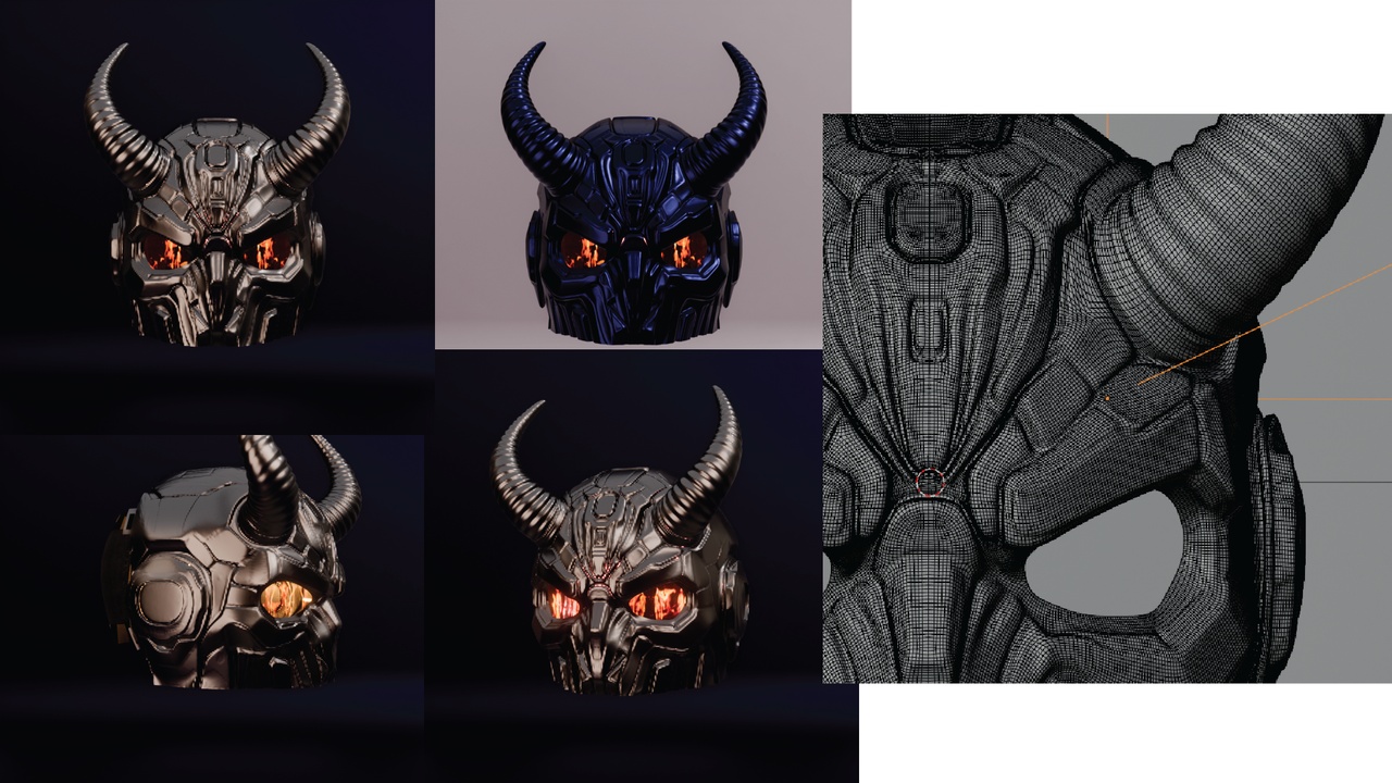 Media 1 for listing Demon Horned Mask 3D Model for Printing | STL, FBX | Cosplay, LARP, Props