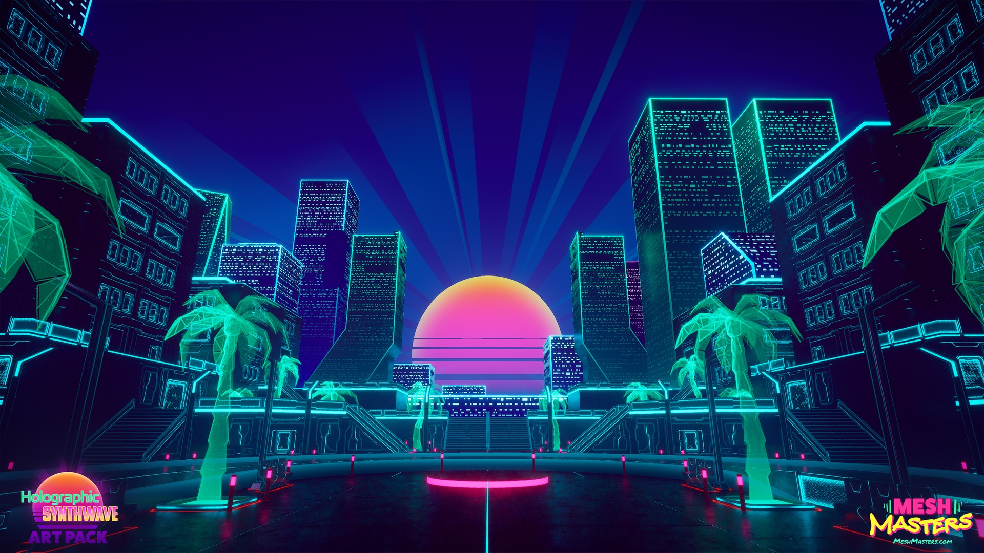 Media 1 for listing Neon Synthwave Holographic City Pack