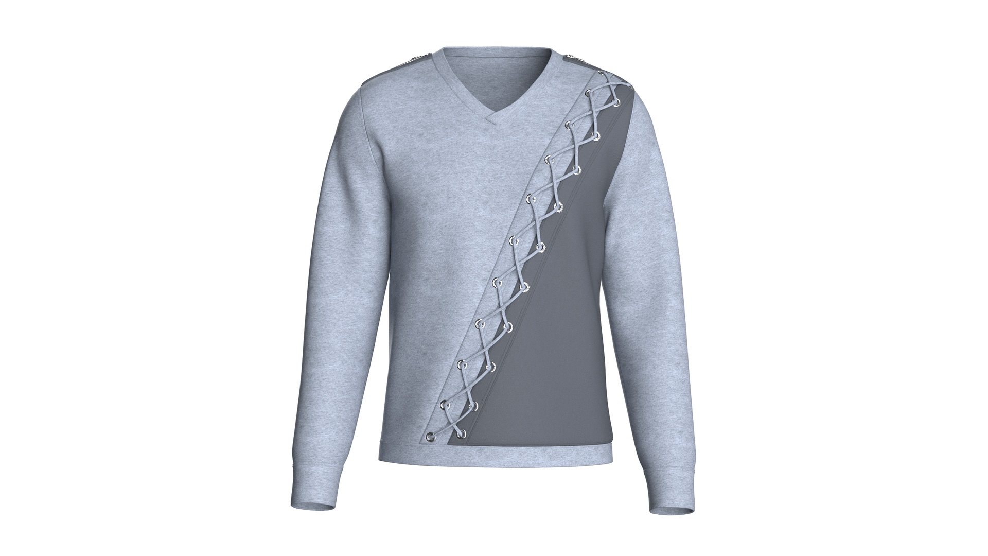 Media 1 for listing Men V-Neck Lace Up Sweatshirt | High Poly