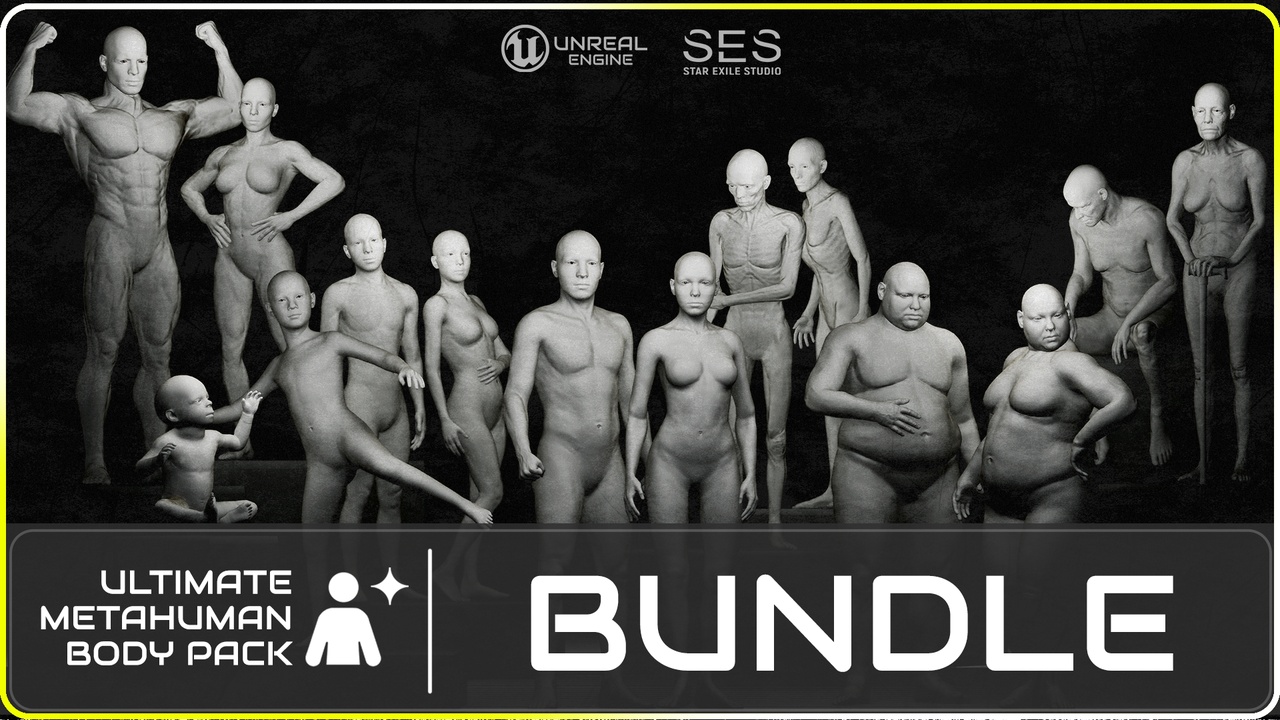 Media 1 for listing Ultimate Metahuman Body Bundle(Baby, Child, Teenager, Strength, Old, Fat, Slim)