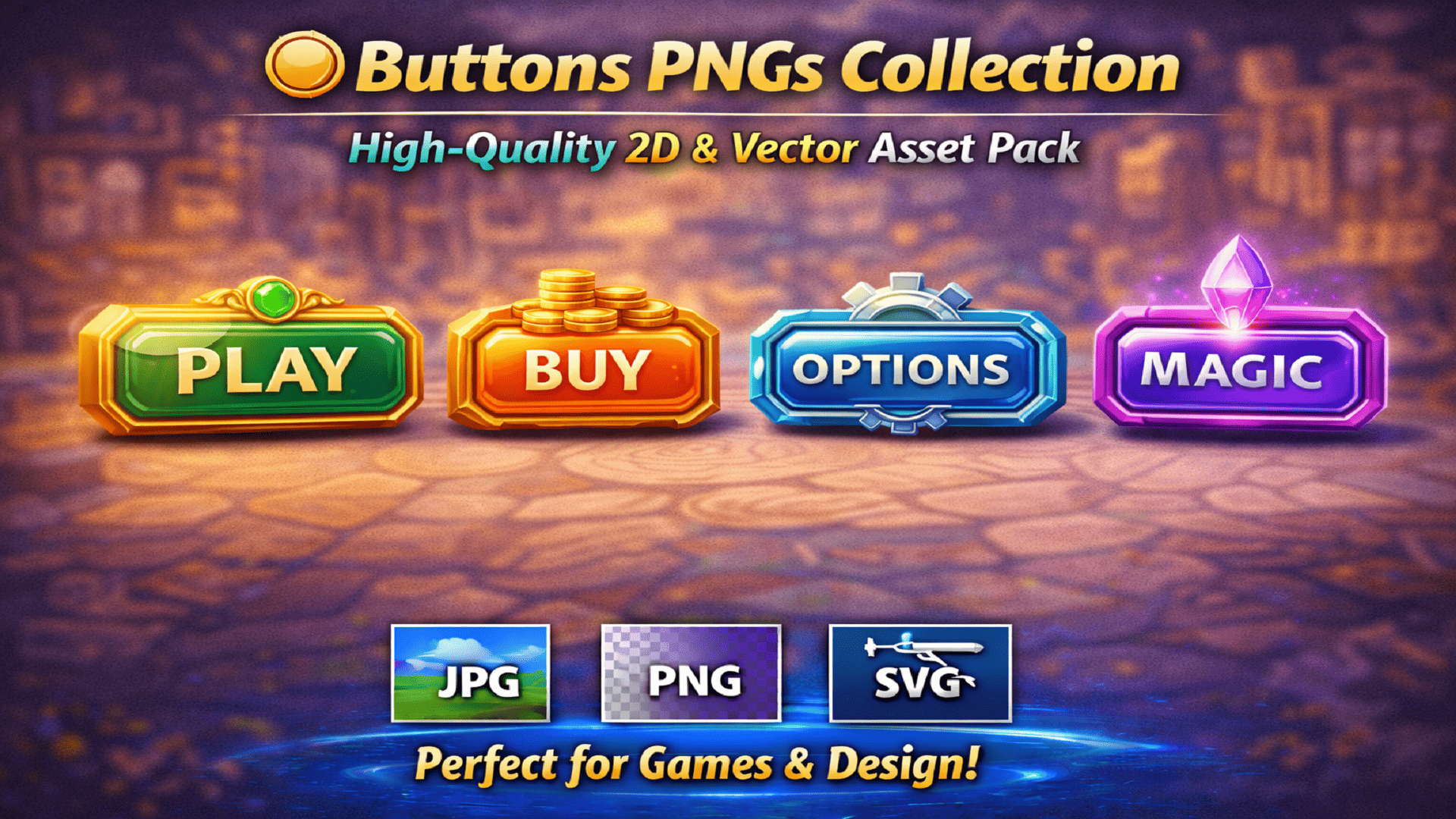 🔘 Buttons PNGs Collection – High-Quality 2D & Vector Asset Pack | Fab