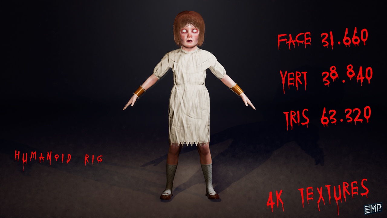 Media 1 for listing The Creepy girl game character for Horror games