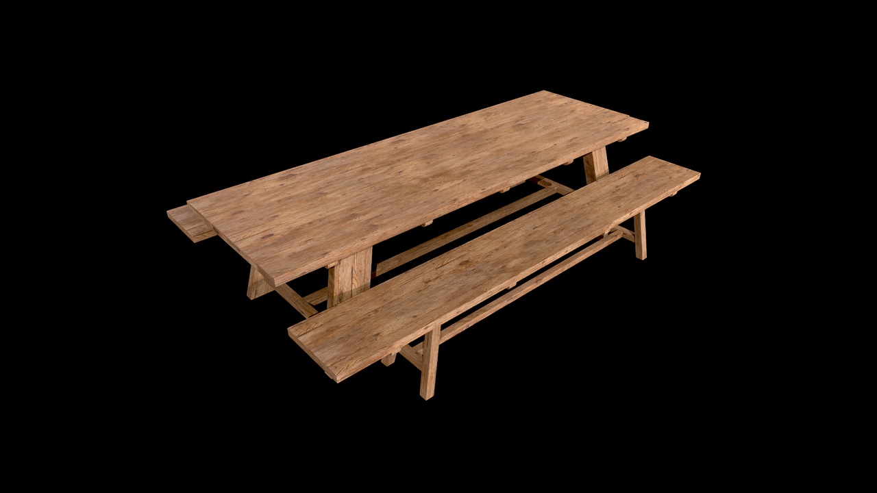 Media 1 for listing Wooden Picnic Bench Set Game Ready 3 Variations PBR Lowpoly