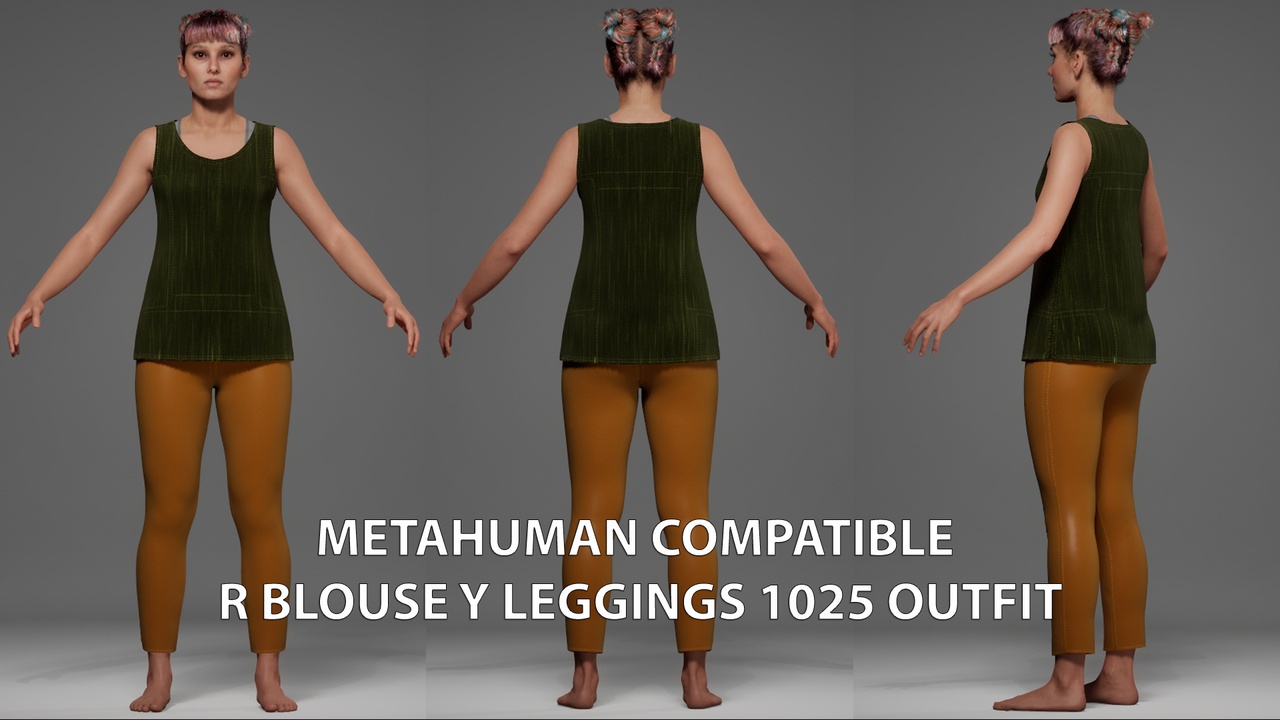 Media 1 for listing MetaHuman Compatible R Blouse Y Leggings 1025 Outfit