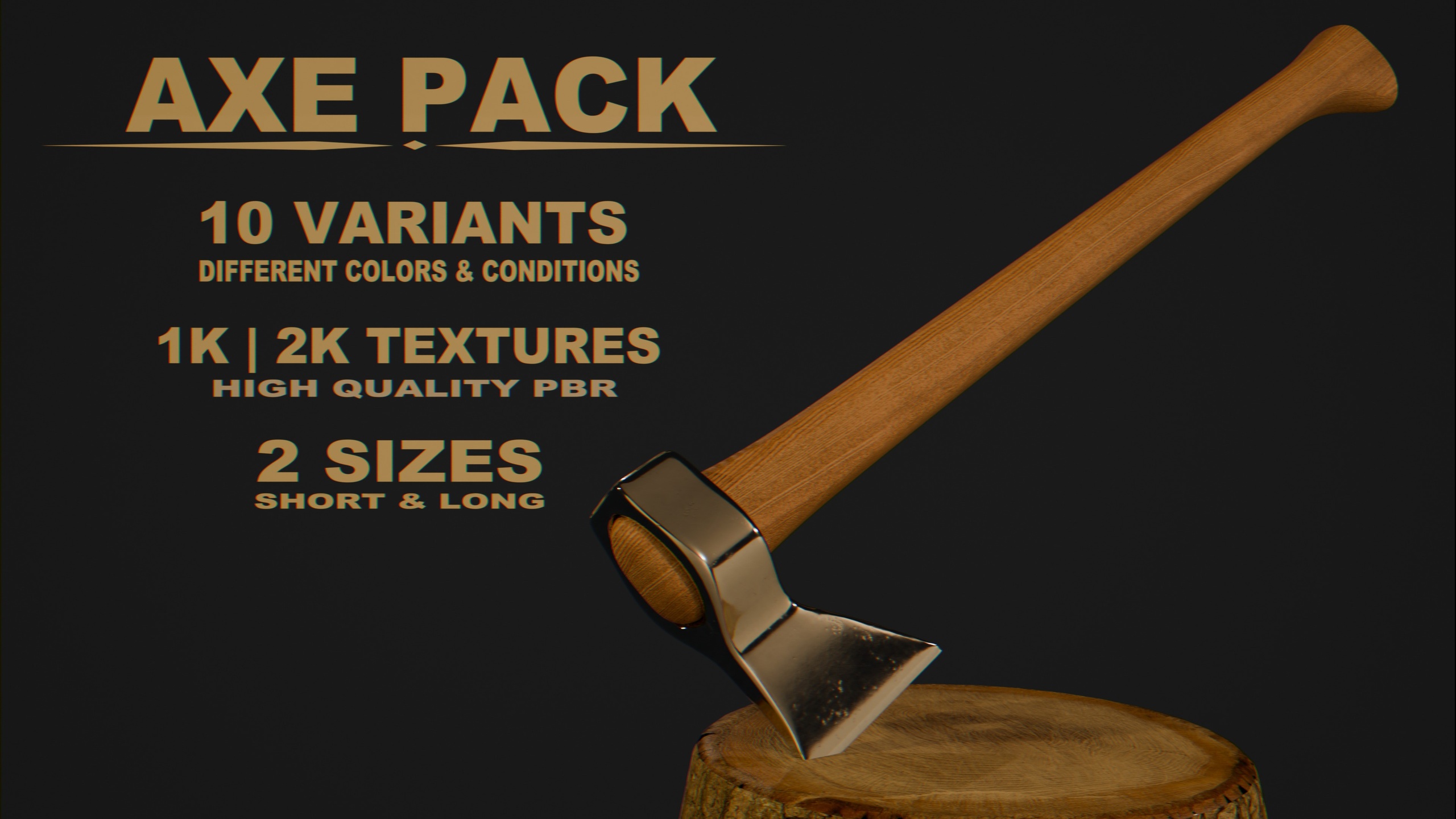 Media 1 for listing AXE PACK - 10 variants | 2 sizes | 1K & 2K textures PBR