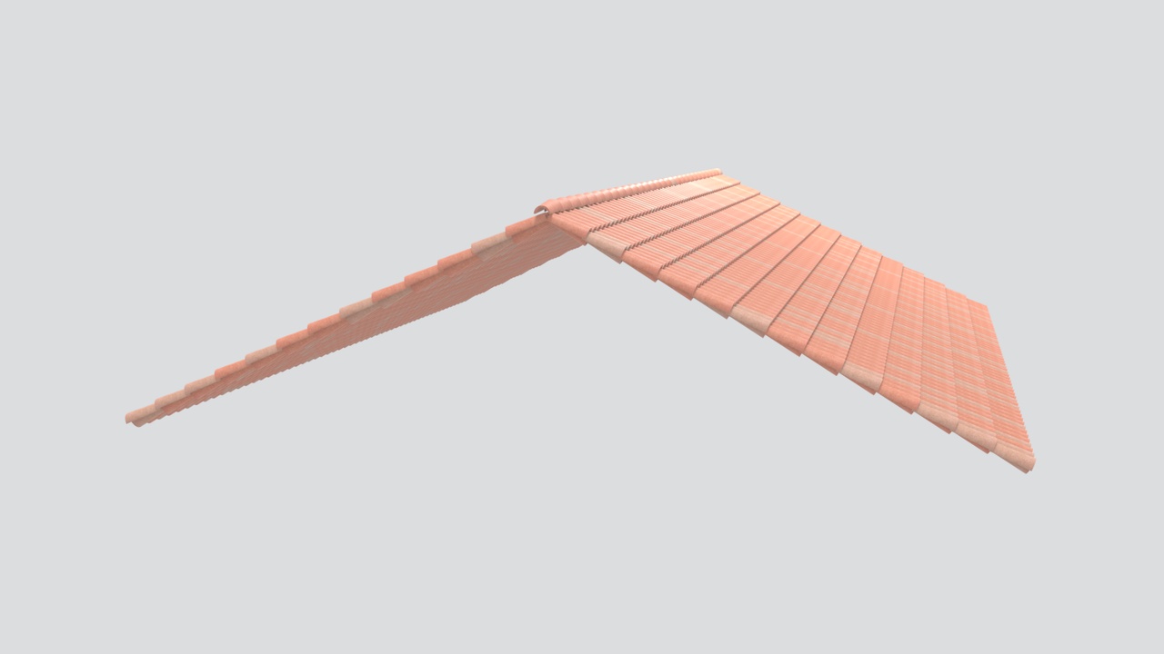 Media 1 for listing Gable Roof with Terracotta Tiles, Pitched Clay Rooftop Component