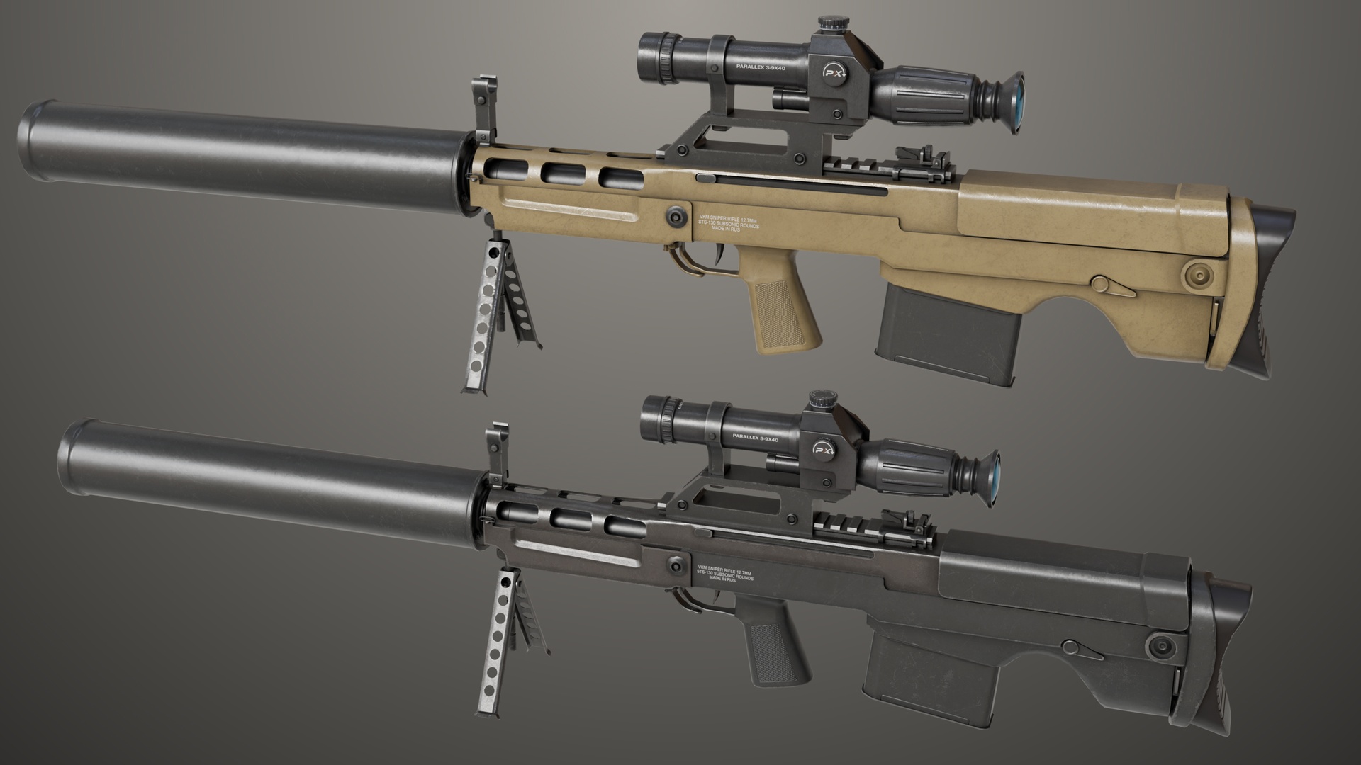 Media 1 for listing Sniper 05 Black and Sandal Single Mat Generic All PBR Unity UE Textures