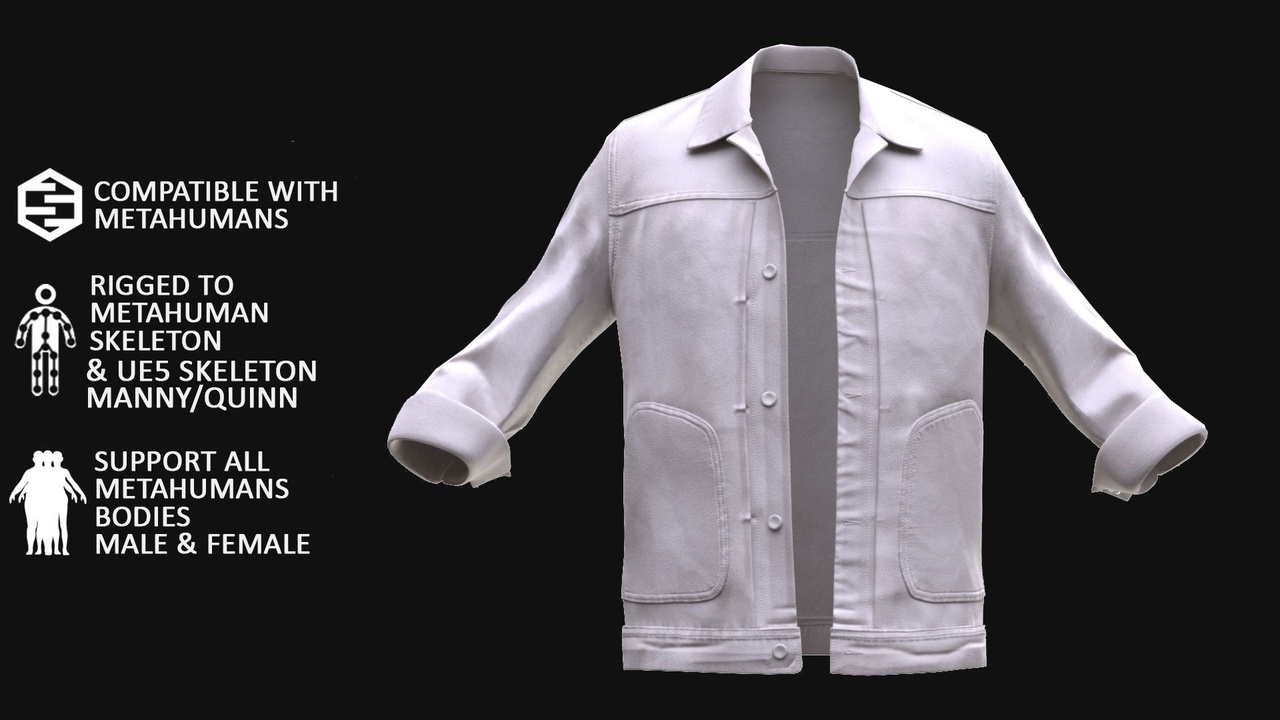 商品 Jacket 14 - All MH Bodies & UE5 Skeletons - Rigged 的媒体 1