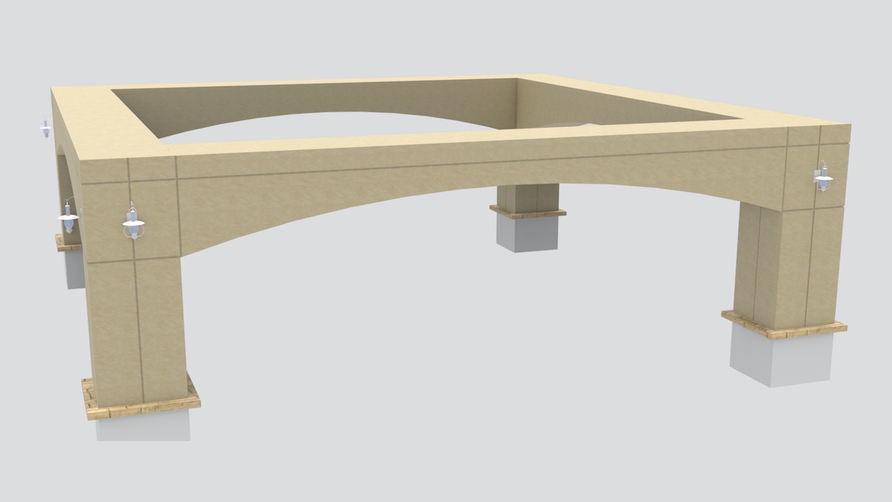 Media 1 for listing Classical Stone Garden Pergola with Curved Arches 3D Model