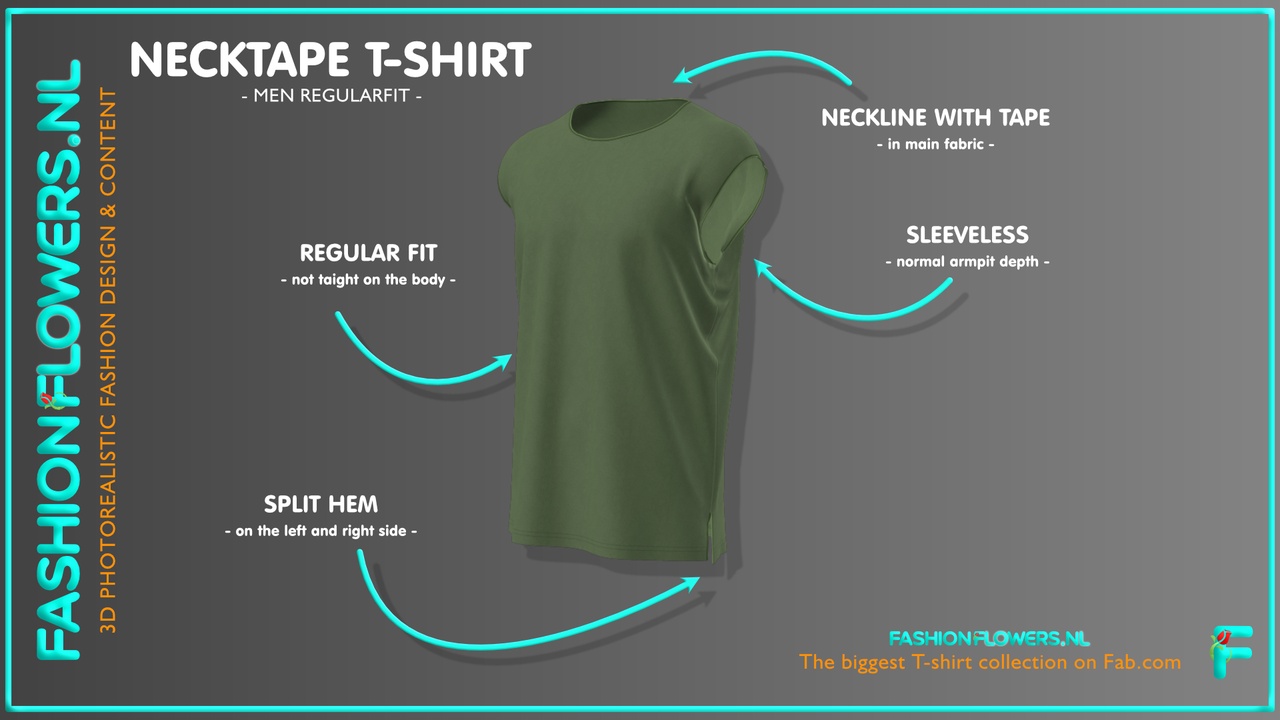 Media 1 for listing Green Colour Sleeveless Split T-shirt | Basic Round Neck | Straight Hem Splits