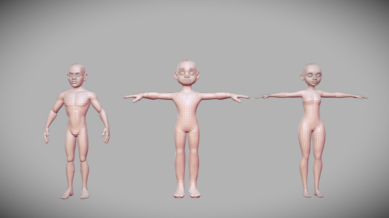 Media 1 for listing Stylized Human Base Pack 3D Lowpoly